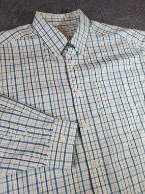 L.L. Bean Mens Dress Shirt Traditional Fit White Blue Cotton 16-33 Button Down